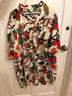 Baum und Pferdgarten Floral dress / tunic- Green, Pink, Cream